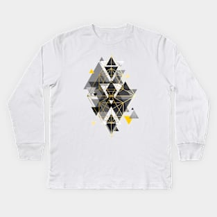 Yellow and Black Geometric Kids Long Sleeve T-Shirt